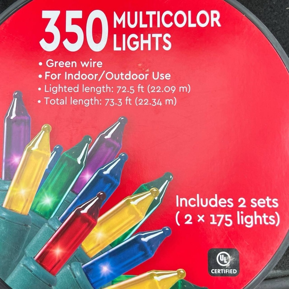 350 Multicolor Christmas String Lights  Green Wire Indoor Outdoor 73 Ft UL NEW